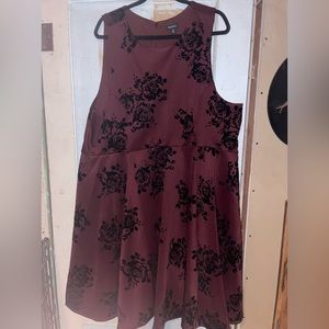 Maroon with black velvet floral print. Size 26